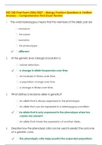 BIO 340 Final Exam 2026&sol;2027 &vert; Biology Practice Questions & Verified Answers &vert; Comprehensive Final Exam Review