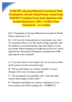 NURS 607 Advanced Physical Assessment Final Examination Already Passed Exam Actual Exam 2026&sol;2027 Complete Exam-Style Questions with Detailed Rationales &vert; 100&percnt; Verified &vert; Pass Guaranteed &ndash; A&plus; Graded