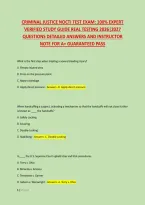 Criminal Justice Nocti Test Exam&colon; 100&percnt; Expert &NewLine;Verified Study Guide Real Testing 2026&vert;2027 &NewLine;Questions Detailed Answers And Instructor &NewLine;Note For A&plus; Guaranteed Pass