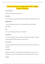 BUNDLE OFCyber Security QUESTIONS WITH VERIFIED CORRECT ANSWERS