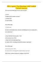 FIFA Agency Test Questions with Verified&NewLine;Correct Answers