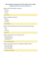 ABO AMERICAN BOARD OF OPTICIANRY TEST PAPER&NewLine;Questions with Correct Answers &lpar;Grade A&plus;&rpar;