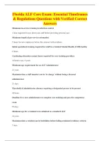 Florida ALF Core Exam&colon; Essential Timeframes&NewLine;& Regulations Questions with Verified Correct&NewLine;Answers