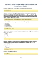 ABO PRE-TEST PRACTICE EXAMINATION Questions with&NewLine;Correct Answers &lpar;Grade A&plus;&rpar;