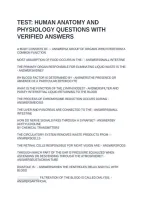 Test&colon; Human Anatomy And Physiology Questions With Verified Answers