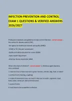  &NewLine;Infection Prevention And Control &NewLine;Exam 1 Questions & Verified Answers 2026&sol;2027 &NewLine;