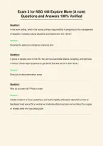 Exam 3 for NSG 444 Explore More &lpar;A note&rpar;&NewLine;Questions and Answers 100&percnt; Verified