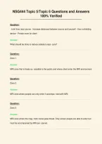 NSG444 Topic 5&sol;Topic 6 Questions and Answers&NewLine;100&percnt; Verified