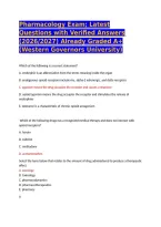 Pharmacology Exam&semi; Latest Questions with Verified Answers &lpar;2026&sol;2027&rpar; Already Graded A&plus; &lpar;Western Governors University&rpar;