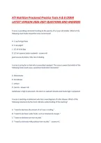 ATI Nutrition Proctored Practice Tests A & B EXAM LATEST VERSION 2026-2027 QUESTIONS AND ANSWERS &period;pdf&NewLine;&NewLine;
