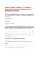 Brunner & Suddarth&rsquo;s Chapters 72&ndash;73 Emergency & Disaster Nursing EXAM LATEST VERSION 2026-2027 QUESTIONS AND ANSWERS &period;pdf&NewLine;&NewLine;