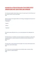 Introduction to Physical Education Final EXAM LATEST VERSION 2026-2027 QUESTIONS AND ANSWERS &period;pdf&NewLine;&NewLine;