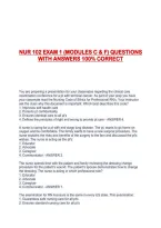 Nur 102 Exam 1 &lpar;Modules C & F&rpar; Questions With Answers 100&percnt; Correct