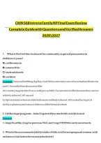CMN 568 Intro to Family NP Final Exam Review Guide 2026&sol;2027&NewLine;&NewLine;