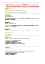 OSHA 511 General Industry 85 2027 Exam Latest Complete&NewLine;Questions and 100&percnt; Correct Answers &lpar;Top Score Assurance&rpar;&NewLine;