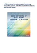 Solutions Manual for Core Concepts of Accounting Information Systems&comma; 14th Edition by Mark Simkin&comma; James Worrell&comma; Arline Savage &lpar;All Chapters&rpar;
