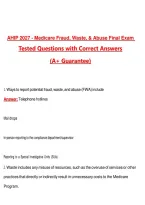 AHIP 2027 - Medicare Fraud&comma; Waste&comma; & Abuse Final Exam &lpar;Latest 2026&sol;2027&rpar; Questions with Correct Answers Pass the Exam&comma; 100&percnt; Verified