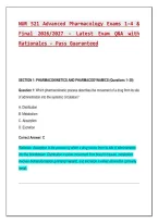 NUR 521 Advanced Pharmacology Exams 1&ndash;4 & Final 2026&sol;2027 &ndash; 300 Practice Questions & Answers with Detailed Rationales &vert; Complete Study Guide
