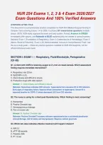 NUR 254 Exams 1&comma; 2&comma; 3 & 4 Exam 2026&sol;2027 &NewLine;Exam Questions And 100&percnt; Verified Answers 