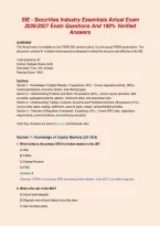 SIE - Securities Industry Essentials Actual Exam &NewLine;2026&sol;2027 Exam Questions And 100&percnt; Verified &NewLine;Answers 