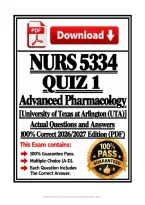 &nbsp;NURS 5334 QUIZ 1 Exam&nbsp; &vert; Advanced Pharmacology &vert; &lpar;UTA&rpar; &vert; Q & A &vert; 100&percnt; Correct 2026&sol;2027 Edition &lpar;PDF&rpar;
