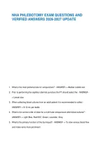 Nha Phlebotomy Exam Questions And Verified Answers 2026-2027 Update