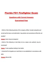 Florida FO1 Firefighter Exam Prep &lpar;Latest 2026&sol;2027&rpar; Questions with Correct Answers Pass the Exam&comma; 100&percnt; Verified