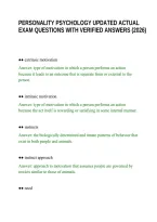 Personality Psychology Updated Actual Exam Questions With Verified Answers &lpar;2026&rpar;&period;Pdf&NewLine;&NewLine;