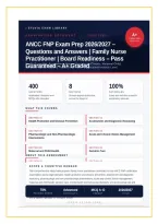 ANCC FNP Family Nurse Practitioner Exam Prep 2026&sol;2027 &ndash; Questions and Answers &vert; 100&percnt; Verified &vert; Complete Verified Answers &ndash; Pass Guaranteed &ndash; A&plus; Graded