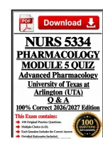 NURS 5334 Pharmacology Module 5 Quiz &vert; Advanced Pharmacology &vert; &lpar;UTA&rpar; &vert; Q & A &vert; 100&percnt; Correct 2026&sol;2027