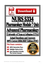 NURS 5334 Pharmacology Module 7 Quiz &vert; Advanced Pharmacology &vert; &lpar;UTA&rpar; &vert; Q & A &vert; 100&percnt; Correct 2026&sol;2027