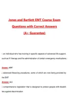 Jones and Bartlett EMT Course Exam Prep All Versions &lpar;Latest 2026&sol;2027&rpar; Questions with Correct Answers Pass the Exam&comma; 100&percnt; Verified