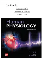 Test Bank for Human Physiology 16th Edition by Stuart Fox &vert; Verified Chapters 1-20 &vert; Complete Guide with Answers