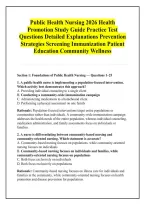 Public Health Nursing 2026 Health &NewLine;Promotion Study Guide Practice Test &NewLine;Questions Detailed Explanations Prevention &NewLine;Strategies Screening Immunization Patient &NewLine;Education Community Wellness 