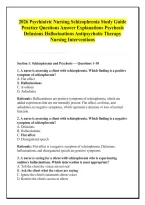 2026 Psychiatric Nursing Schizophrenia Study Guide &NewLine;Practice Questions Answer Explanations Psychosis &NewLine;Delusions Hallucinations Antipsychotic Therapy &NewLine;Nursing Interventions 