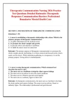 Therapeutic Communication Nursing 2026 Practice &NewLine;Test Questions Detailed Rationales Therapeutic &NewLine;Responses Communication Barriers Professional &NewLine;Boundaries Mental Health Care