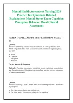 Mental Health Assessment Nursing 2026 &NewLine;Practice Test Questions Detailed &NewLine;Explanations Mental Status Exam Cognition &NewLine;Perception Behavior Mood Clinical &NewLine;Assessment 