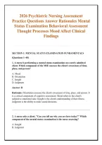 2026 Psychiatric Nursing Assessment &NewLine;Practice Questions Answer Rationales Mental &NewLine;Status Examination Behavioral Assessment &NewLine;Thought Processes Mood Affect Clinical &NewLine;Findings