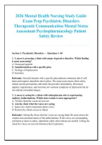 2026 Mental Health Nursing Study Guide &NewLine;Exam Prep Psychiatric Disorders &NewLine;Therapeutic Communication Mental Status &NewLine;Assessment Psychopharmacology Patient &NewLine;Safety Review