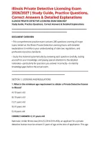 Illinois Private Detective Licensing Exam 2026&sol;2027 &vert; Study Guide&comma; Practice Questions&comma; Correct Answers & Detailed Explanations