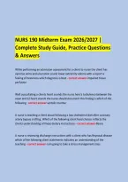  &NewLine; &NewLine;NURS 190 Midterm Exam 2026&sol;2027 &vert; &NewLine;Complete Study Guide&comma; Practice Questions & Answers &NewLine;