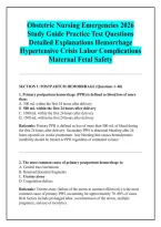 Obstetric Nursing Emergencies 2026 &NewLine;Study Guide Practice Test Questions &NewLine;Detailed Explanations Hemorrhage &NewLine;Hypertensive Crisis Labor Complications &NewLine;Maternal Fetal Safety 