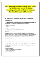 2026 High Risk Pregnancy Nursing Study Guide &NewLine;Practice Questions Answer Rationales &NewLine;Preeclampsia Gestational Diabetes Placental &NewLine;Disorders Maternal Fetal Monitoring