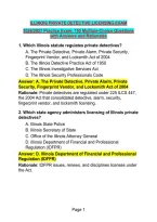ILLINOIS PRIVATE DETECTIVE LICENSING EXAM&NewLine;2026&sol;2027 Practice Exam&colon; 150 Multiple-Choice Questions with Answers and Rationales&NewLine;