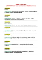 PMHNP Certification&NewLine;UPDATED ACTUAL Exam Questions and CORRECT Answers