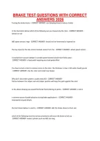 Brake Test Questions With Correct Answers 2026