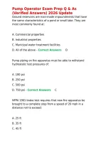 Pump Operator Exam Prep Q & As &lpar;Verified Answers&rpar; 2026 Update
