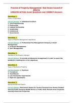 Practice of Property Management- Real Estate Council of&NewLine;Alberta&NewLine;UPDATED ACTUAL Exam Questions and CORRECT Answers&NewLine;