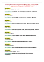 Primary Care Interprofessional Collaborative Practice 2027 -&NewLine;Questions and Answers - Verified A&plus; Pack