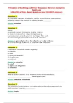 Principles of Auditing and Other Assurance Services Complete&NewLine;Test Bank&NewLine;UPDATED ACTUAL Exam Questions and CORRECT Answers&NewLine;